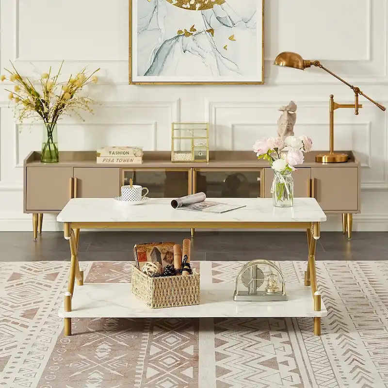Modern 3-piece Coffee Table, Sofa Table & 1-drawer Nightstand Set of 2(Brown/Black/White)