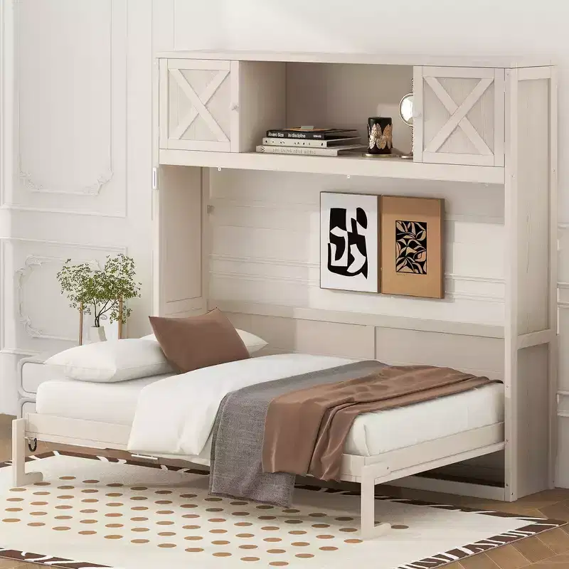 Full Size Murphy Bed with Storage Cabinets
