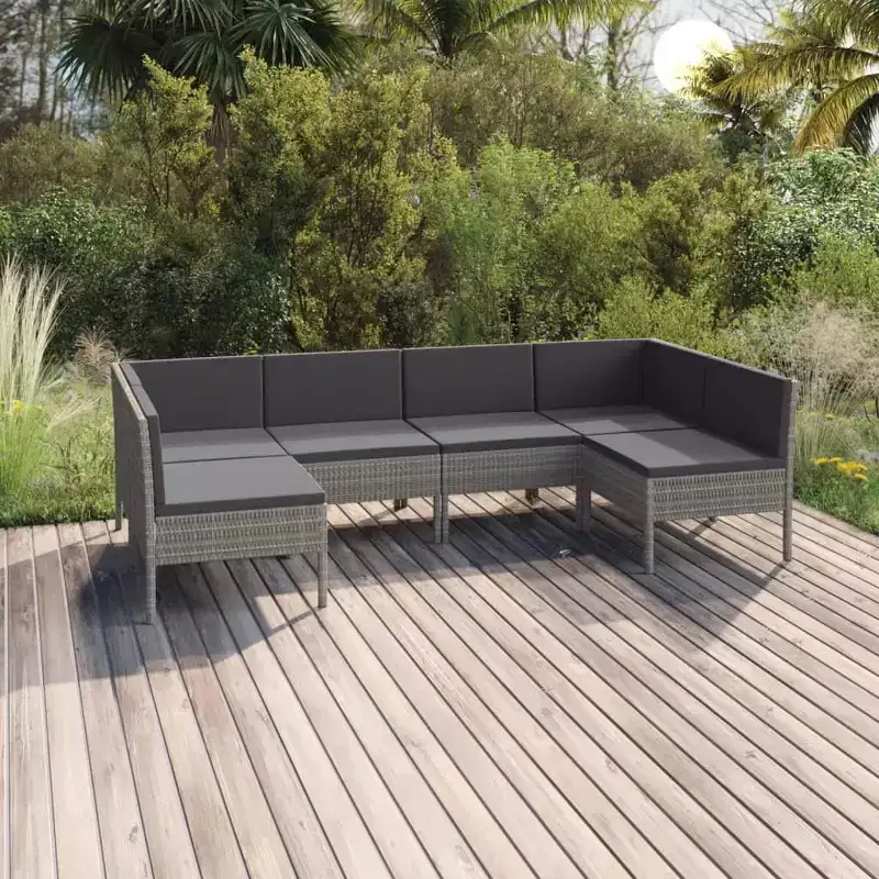 vidaXL Patio Lounge Set Outdoor Sectional Sofa Set Table Poly Rattan Gray