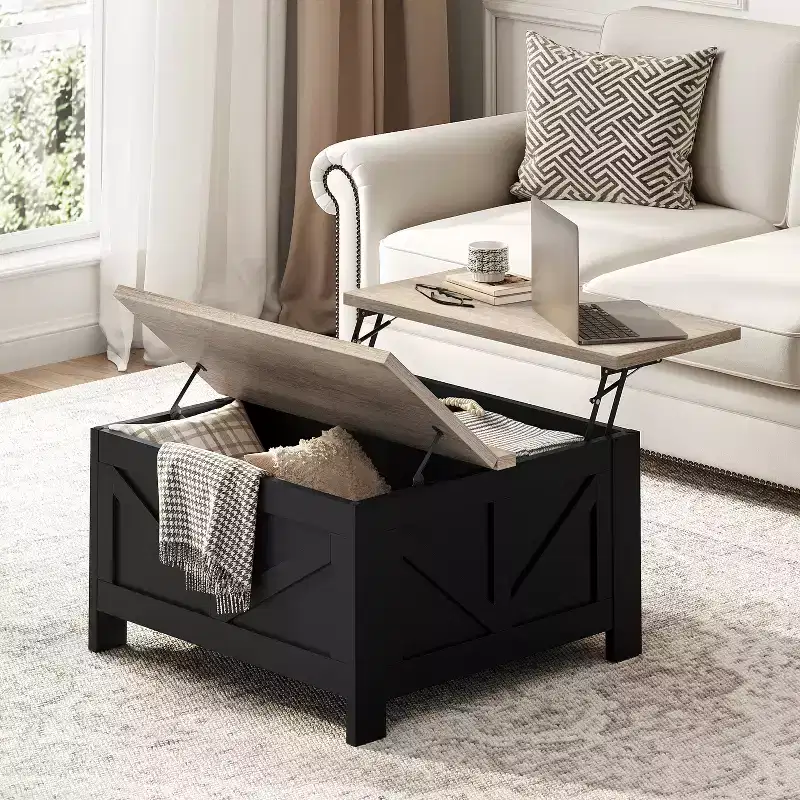 Yaheetech Wooden Lift Top Coffee Table with Hidden Compartments for Living Room Reception
