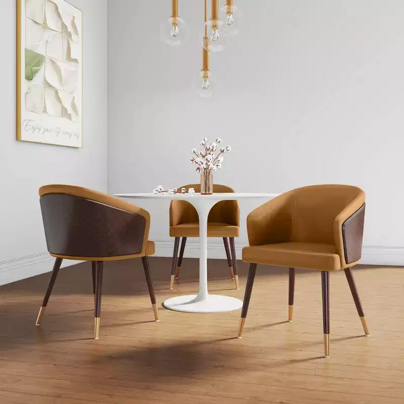 Set of 2 Modern Leatherette Upholstered Dining Chairs