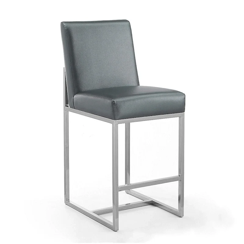 37.2 in. Chrome Stainless Steel Counter Height Bar Stool