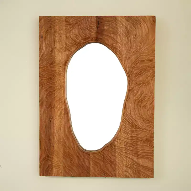 GDFStudio Rhea Vintage Rosewood Decorative Wall Mirror