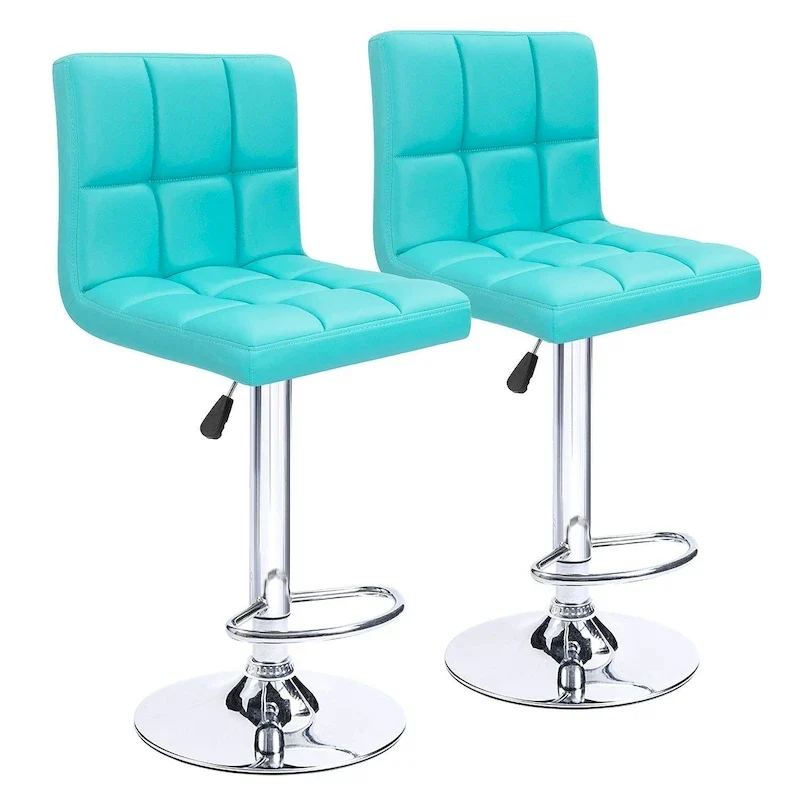 Adjustable Swivel Bar Stools Set of 2, PU Leather Armless Counter Height Chairs