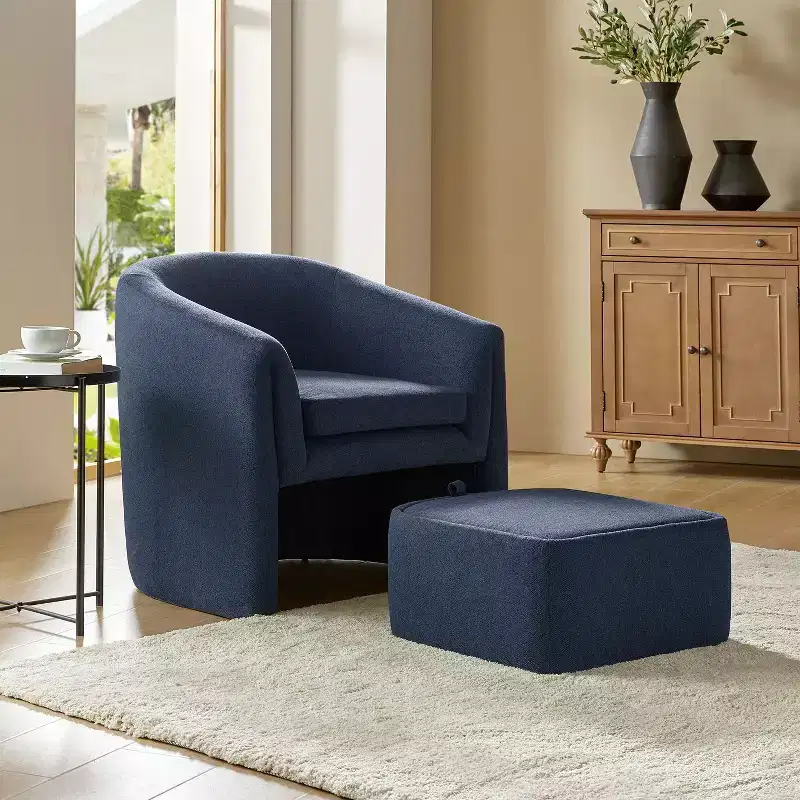 Giles Morden Upholstered Armchair with Removable Legs Storage Ottaman-NAVY