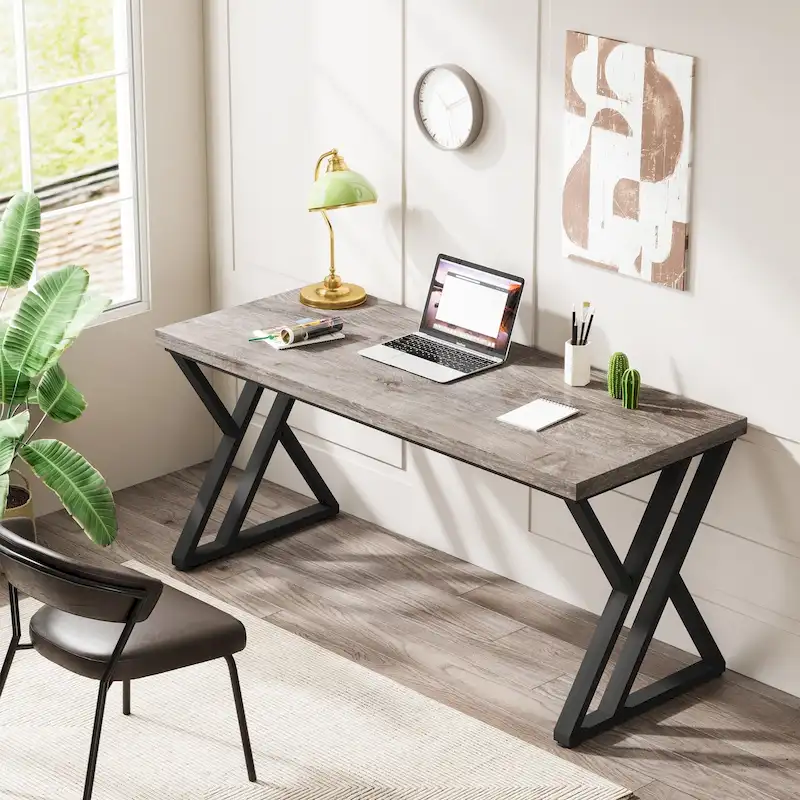 55-Inch Computer Desk with Z-Shape Metal Legs