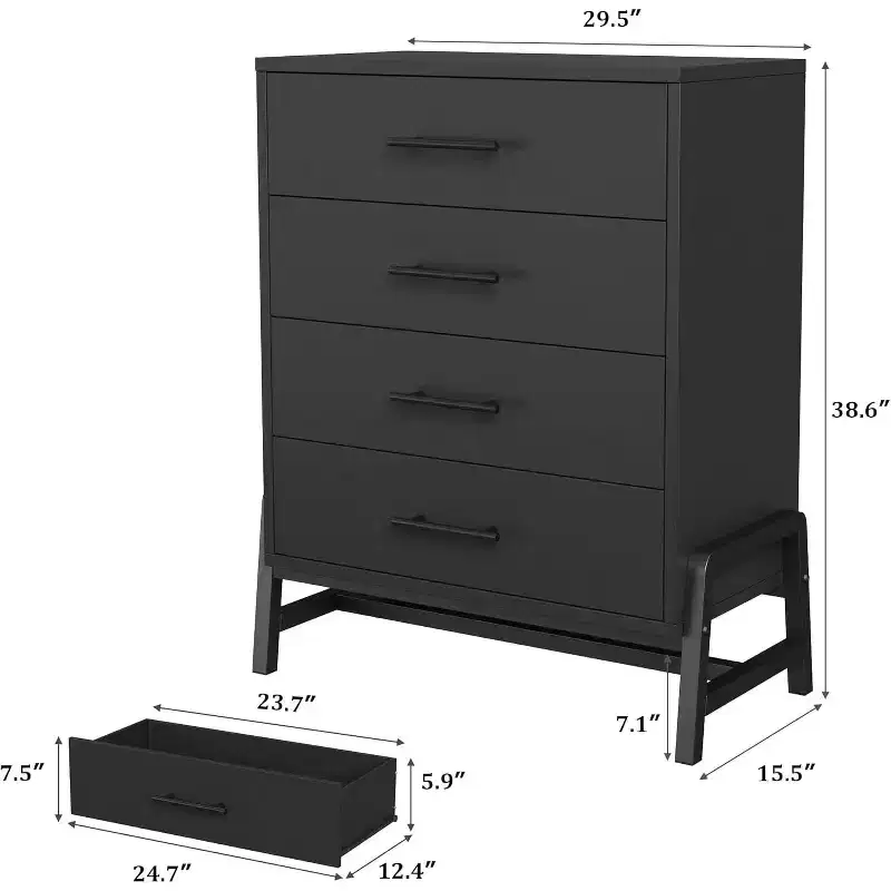 Dresser 4 Drawer Dresser for Bedroom,Modern Dresser with Legs,Long Double Wooden Dresser Large Chest of Drawers for Living Room,Entryway,Hallway