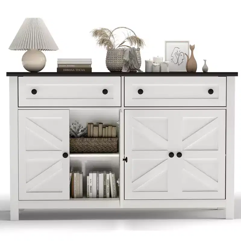 55.1in White Sideboard Buffet