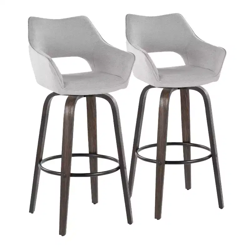 LumiSource Set of 2 Mustang Barstools Dark Fabric/Black Metal