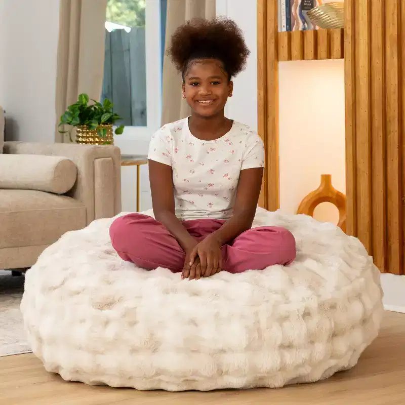 Raven-Symon Home Lil' Cuddler Cocoon Jr Kids Faux Fur Bean Bag Crash Pad & Lounger