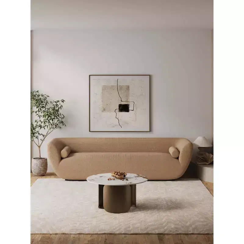 Round Sintered Stone Coffee Table Gold Brushed Steel Pedestal Base 31.5