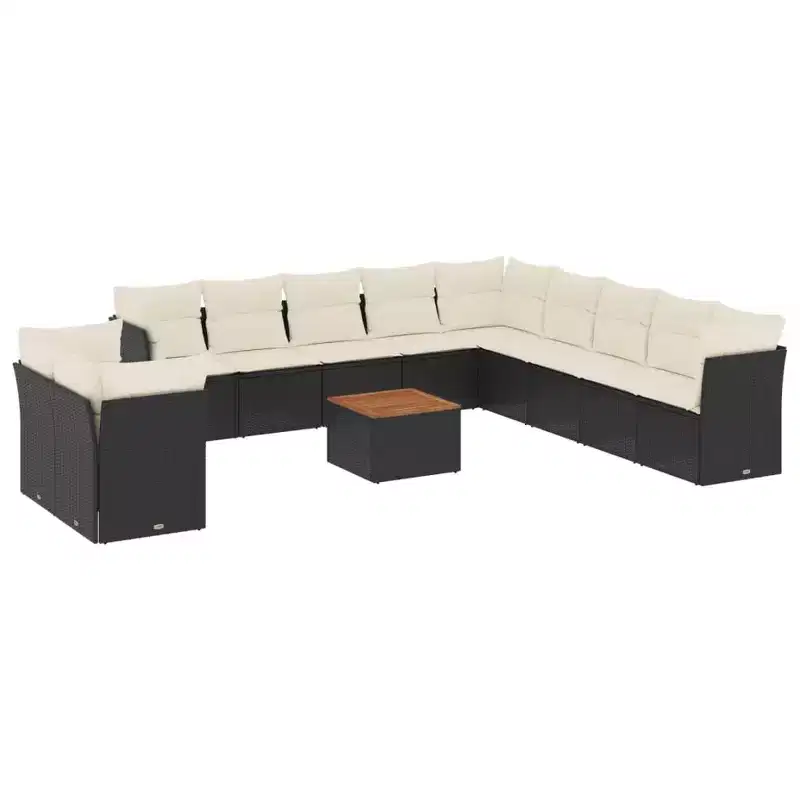 vidaXL Patio Sofa Set with Cushions Outdoor Furniture 12 Piece Poly Rattan
