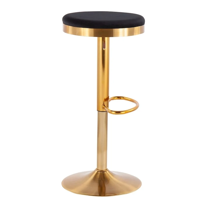 Set of 2 Counter Bar Stools | Gold Steel Frame | White Faux Leather | Adjustable Height