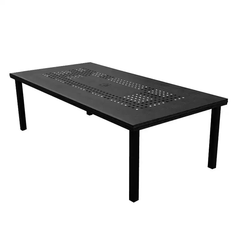Oakland Living 95" Rectangular Ornate Aluminum Patio Set: UV-Resistant, 8 Chairs, Umbrella Hole