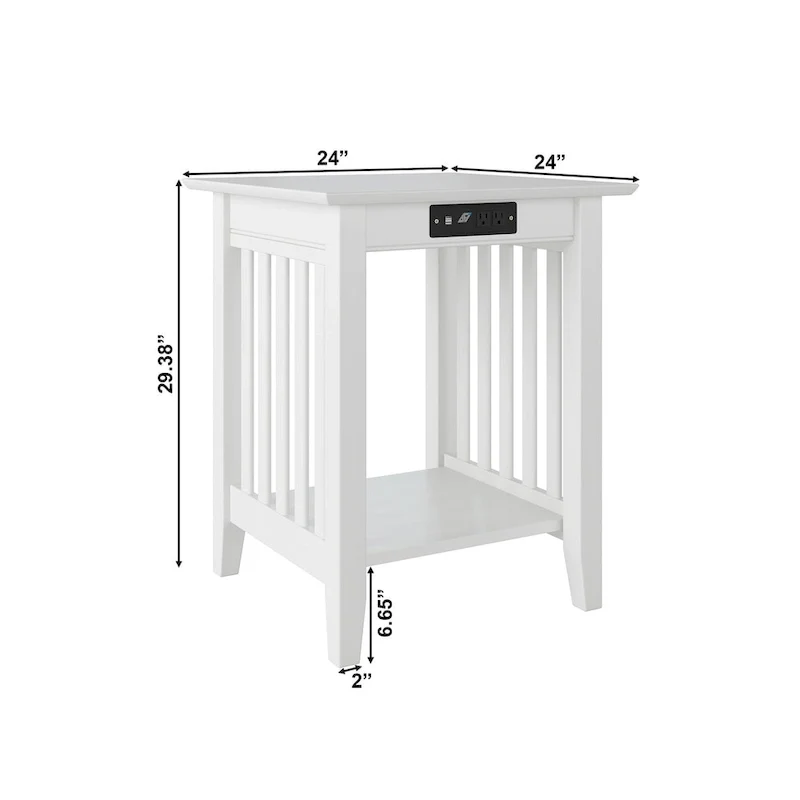 AFI Mission Printer Stand with Built-in Charger in White