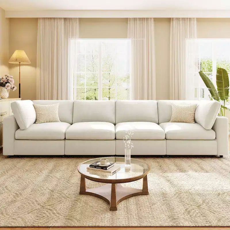 Upholstered Modular Sofa with USB Charge Ports, Wireless Charging and Built-in Bluetooth Speaker-ModernLuxe