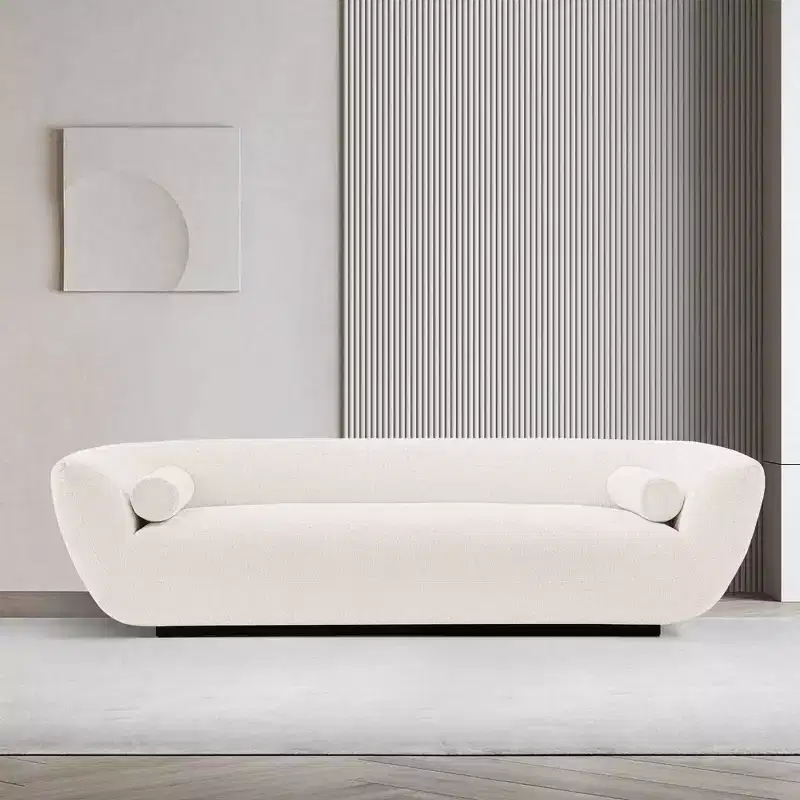 96.46 Ulka Contemporary Boucle Upholstered Sofa with Pillows - Manhattan Comfort