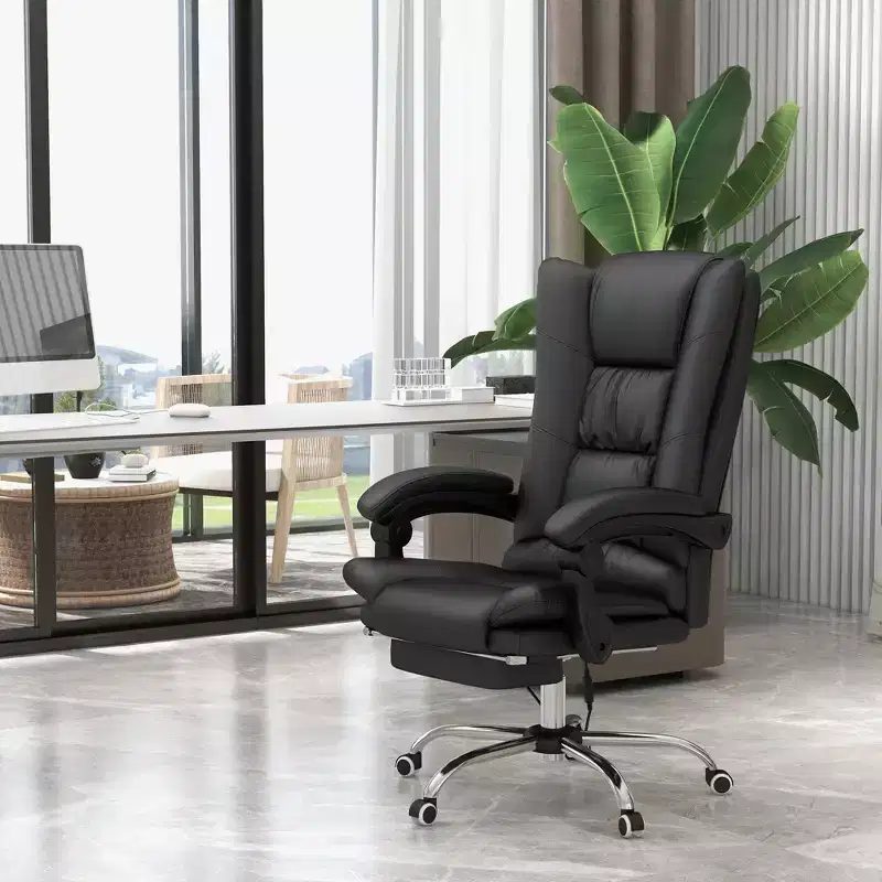 PU Leather Executive Massage Office Chair with 4 Vibration, Computer Desk Chair, Heated Reclining Chair with Adjustable Height, Swivel Wheels