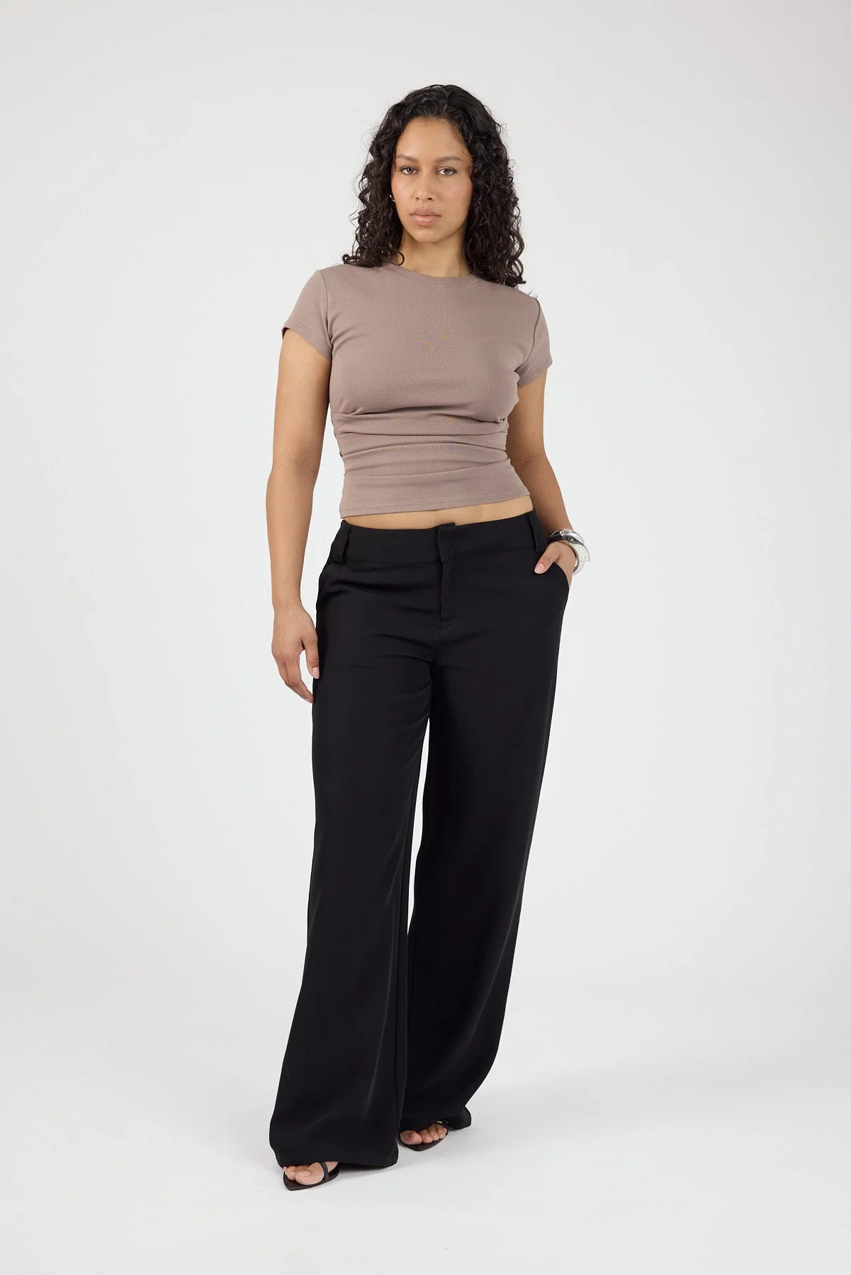 Low Rise Recycled Tailored Pant Black