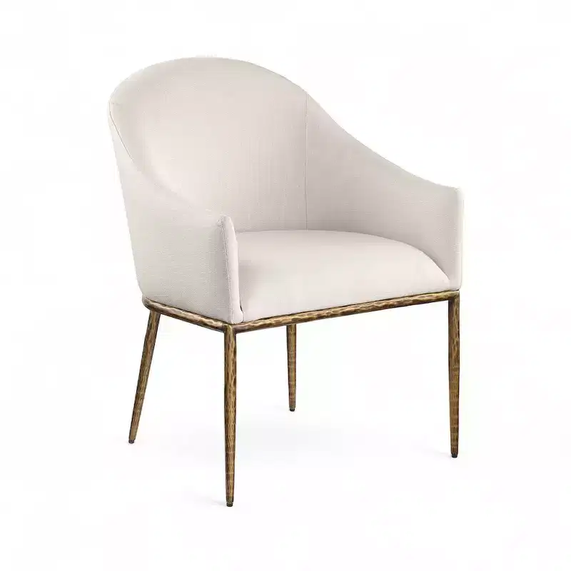 Meridian Furniture Ferro Beige Linen Textured Performance Fabric Upholstered Dining Arm Chair