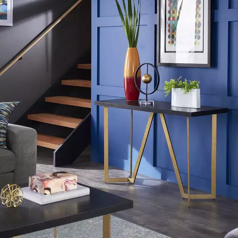 Natalia Black and Gold Metal Base Console Table - Black/Gold - iNSPIRE Q
