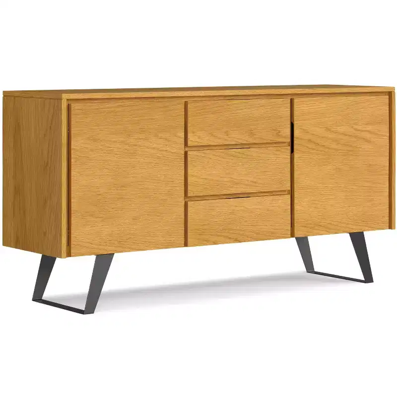 Mitchell 60 inch x 17 inch Rectangle Modern Industrial Sideboard Buffet in Oak Veneer