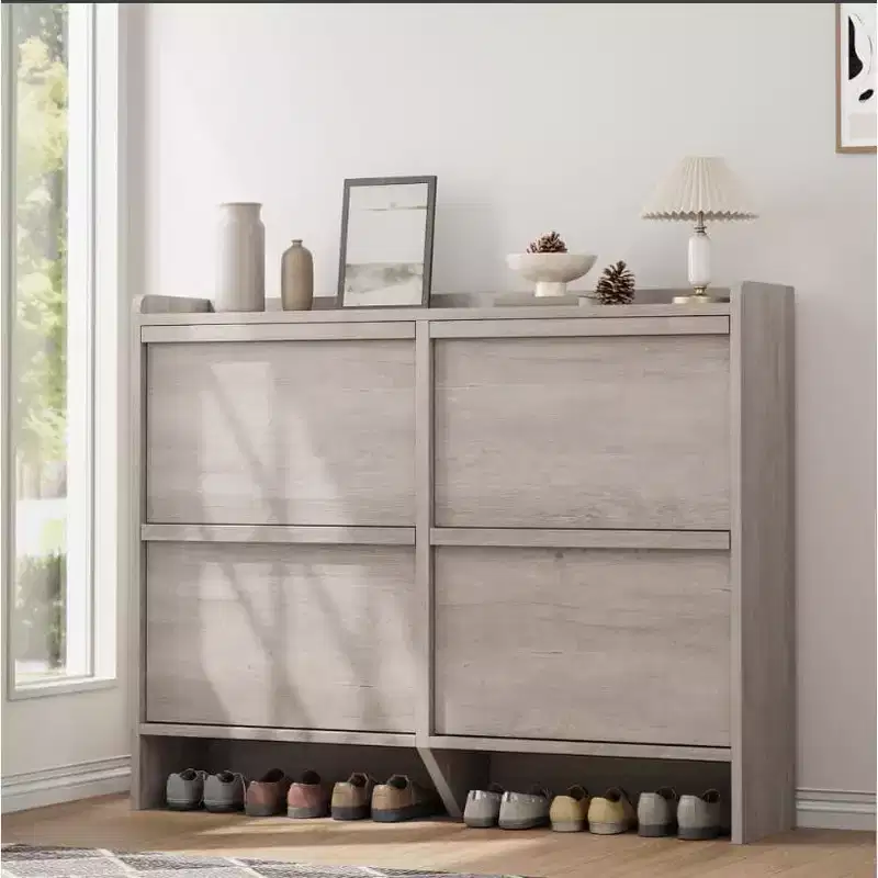 Acekool 4-Tier Flip Drawer Shoe Cabinet with Adjustable Shelf, Entryway Storage Organizer for Hallway or Living Room