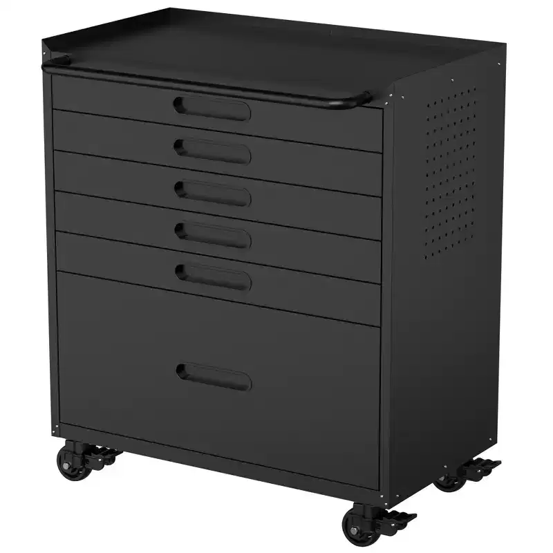 34.3 Rolling Tool Chest with 6 Drawers, Mobile Garage Cabinet Organizer for Small Parts & Tools