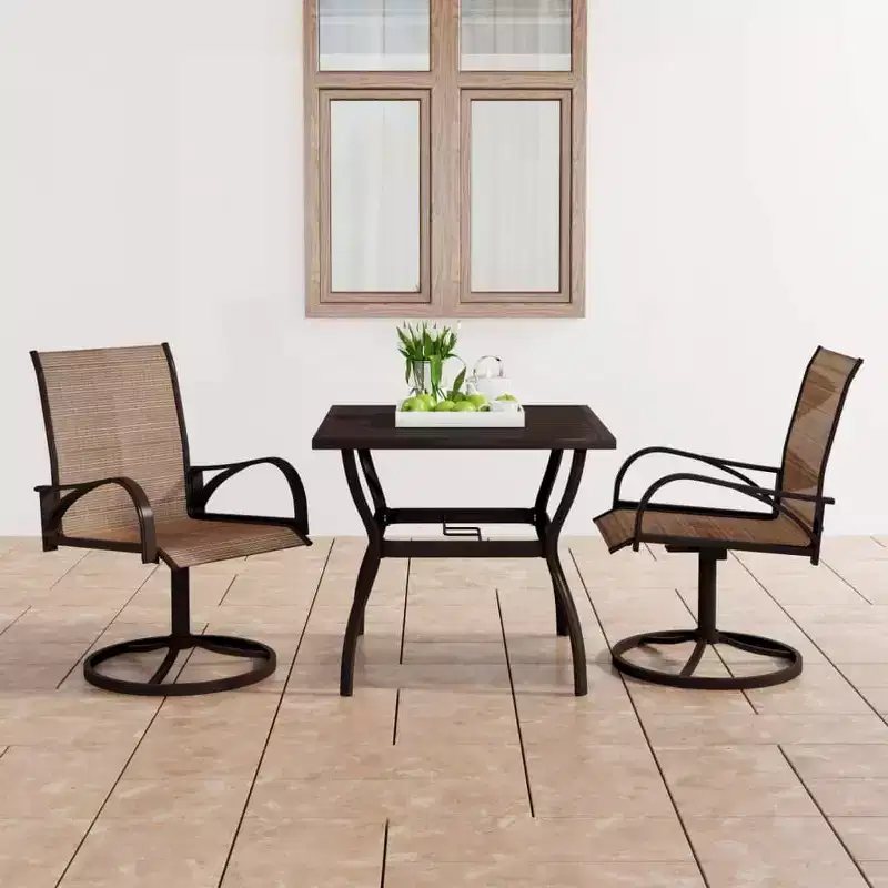 vidaXL Patio Dining Set Set of 2 Textilene, Powder-Coated Steel