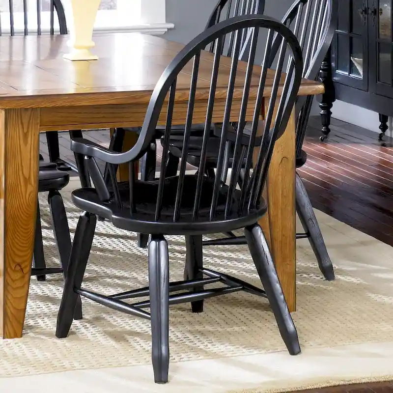 Treasures Rustic Black Bow Back Arm Chair