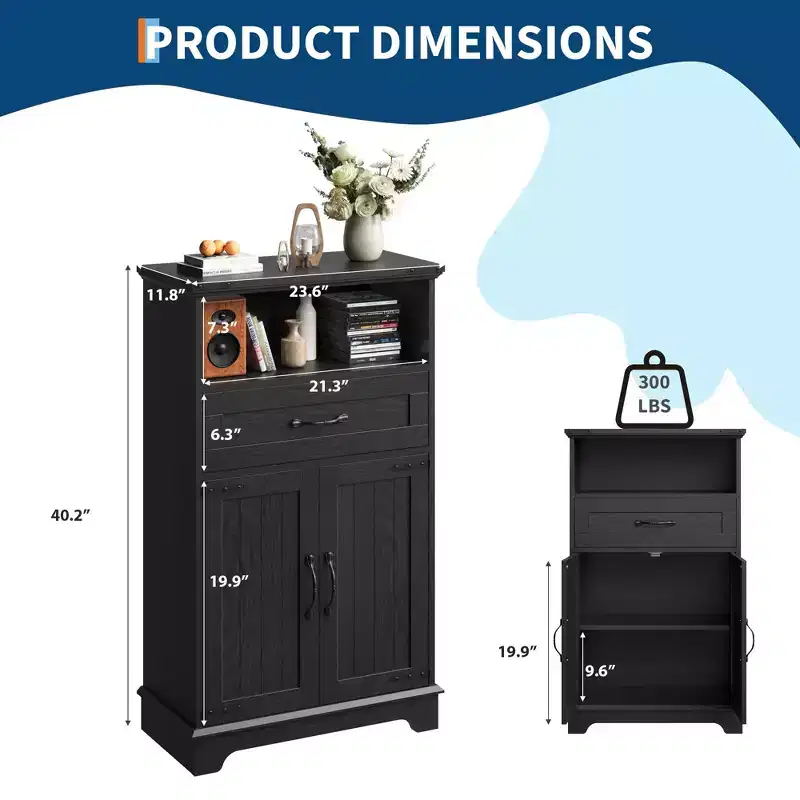 Bathroom Storage Cabinet Set of 2, Farmhouse Organizer for Bathroom, Kitchen, Living Room, Entryway