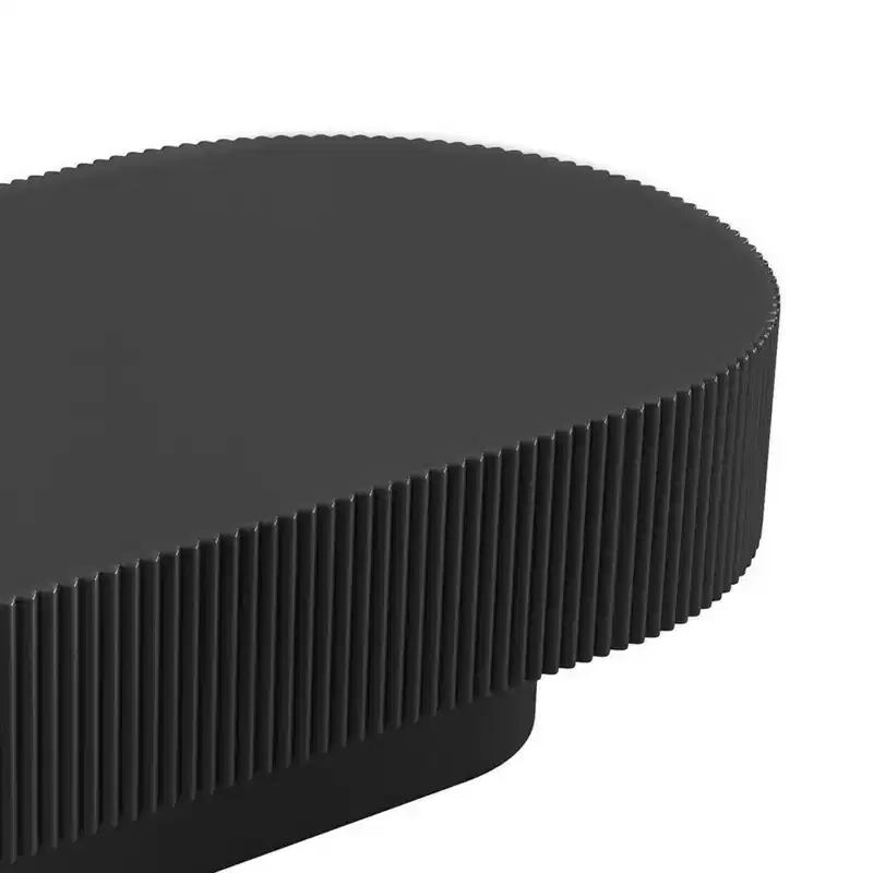 Oval Coffee Table with Fluted Base for Living Room