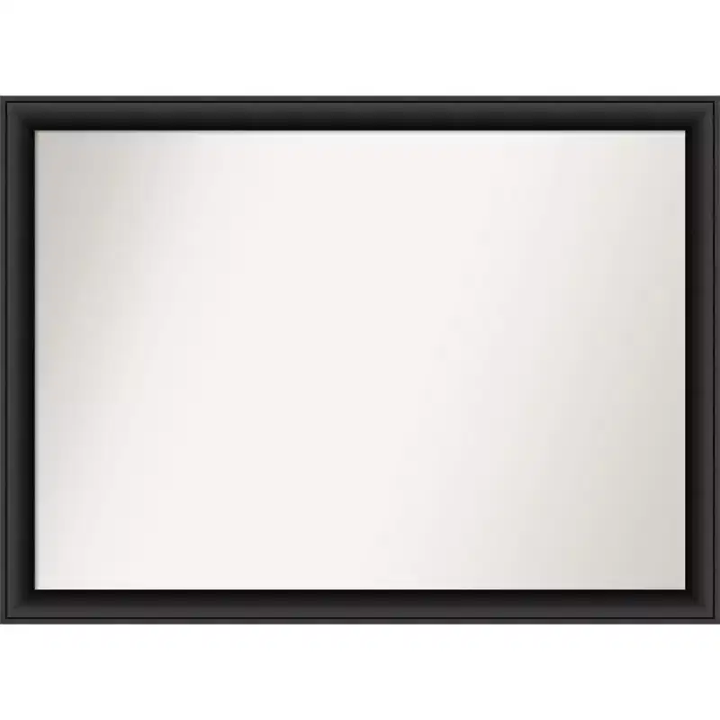 42" x 31" Non-Beveled Nero Black Wood Wall Mirror - Amanti Art: Modern Rectangular, Includes Mounting Hardware