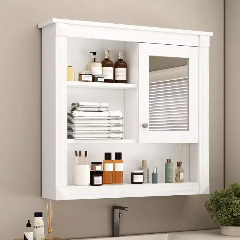 AMMER 32'' Bathroom Wall Cabinet with Mirror, Wall Mounted Medicine Cabinet with 4 Shelves, Mirrored Door Over Toilet Storage Cabinet