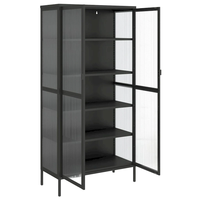 vidaXL Highboard Black 33.5x15.7x70.9 Glass and Steel