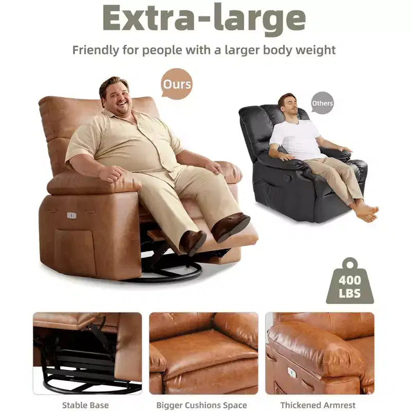 37.4 PU Leather Power Lift Recliner Chair, Adjustable Recliner, 1.5X Sponge Filling, Seat Width, Cup Holders, Ergonomic Single Sofa