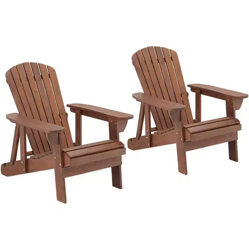 Teal Island Designs Fletcher Dark Wood Outdoor Reclining Adirondack Chairs Set of 2