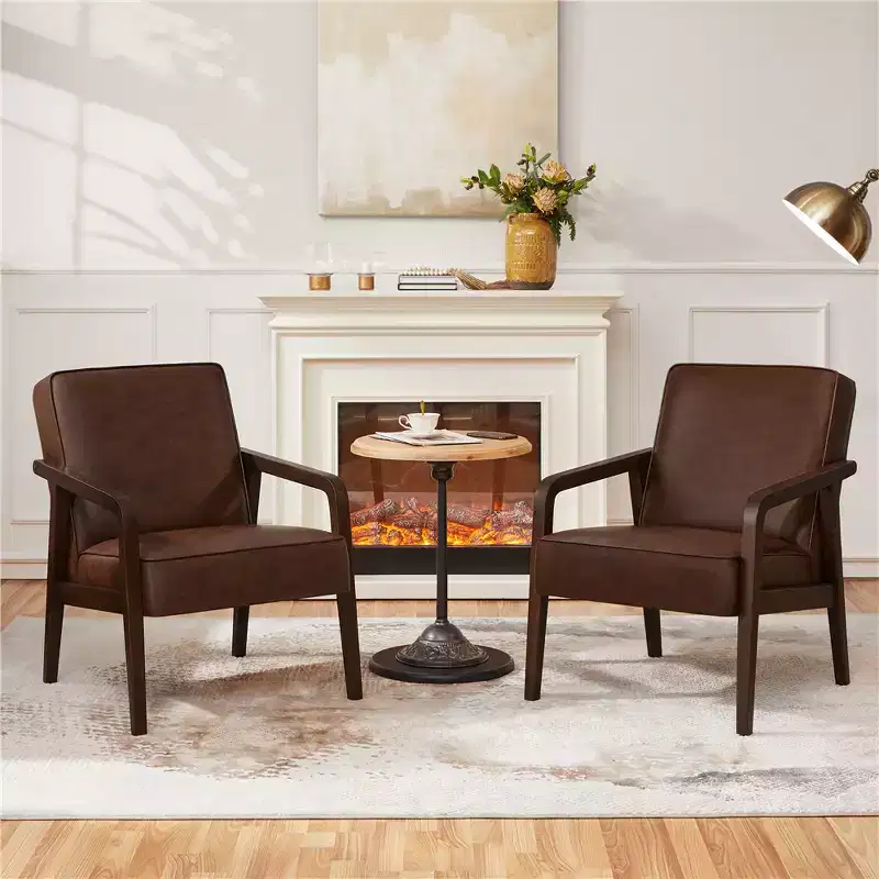Yaheetech Set of 2 Extra-Wide Faux Leather Lounge Chair