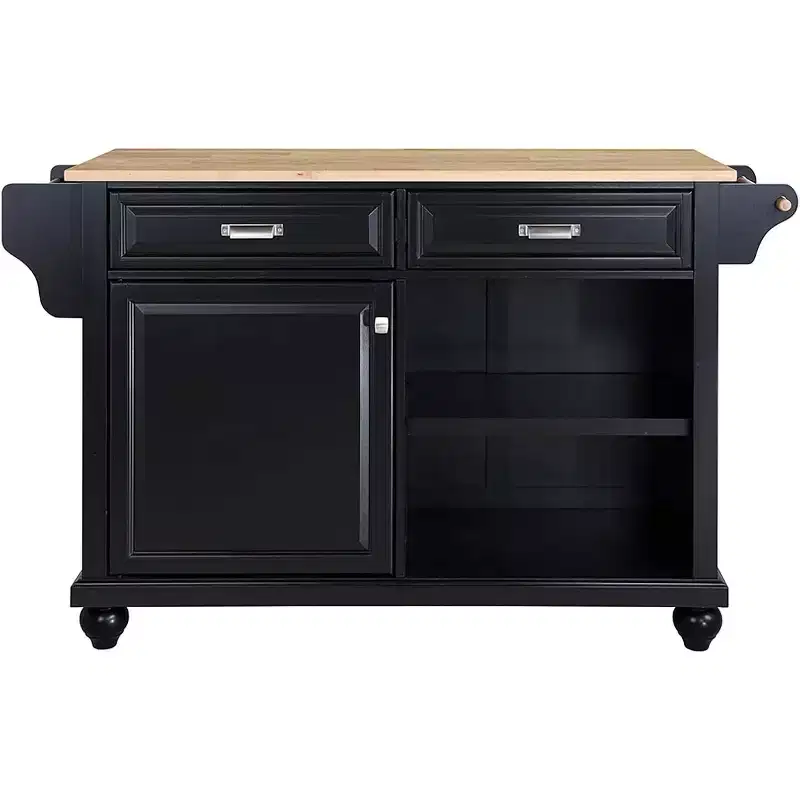 Acekool Grey Kitchen Island Cart with 2 Drawers & Spice Rack  Mobile Storage Island with Adjustable Shelves