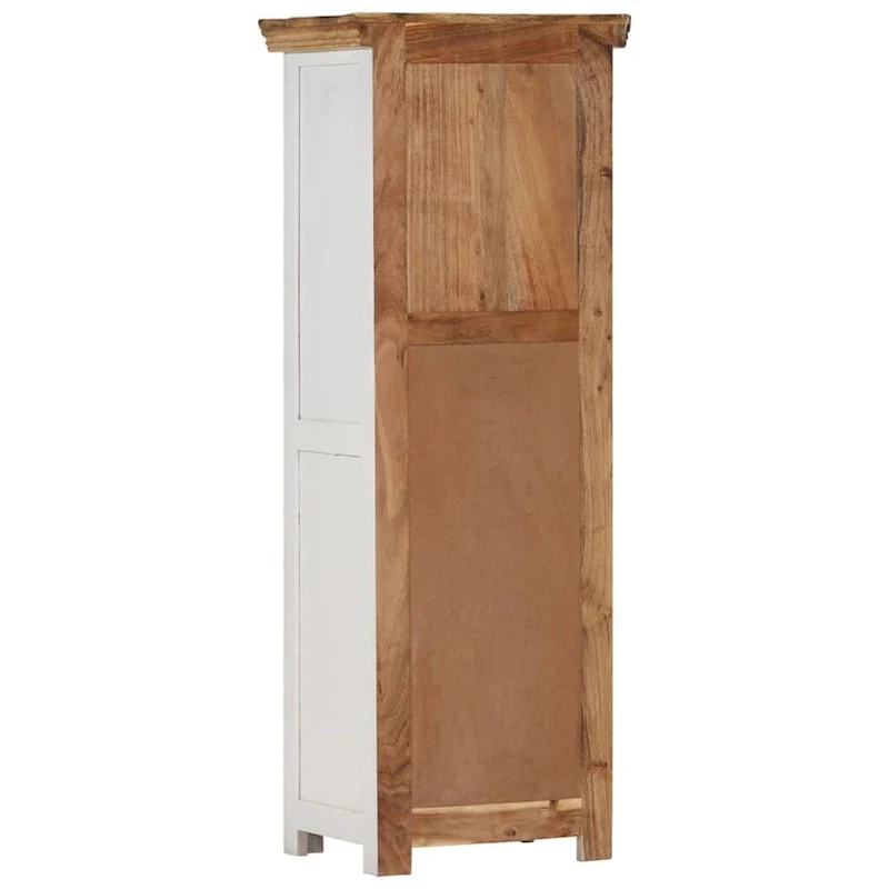 Solid Wood Highboard with Storage – Brown & White, 15.7 x 11.8 x 43.3 in