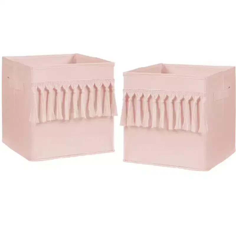 Girl Kids' Decorative Fabric Storage Bins Bohemian Blush Pink