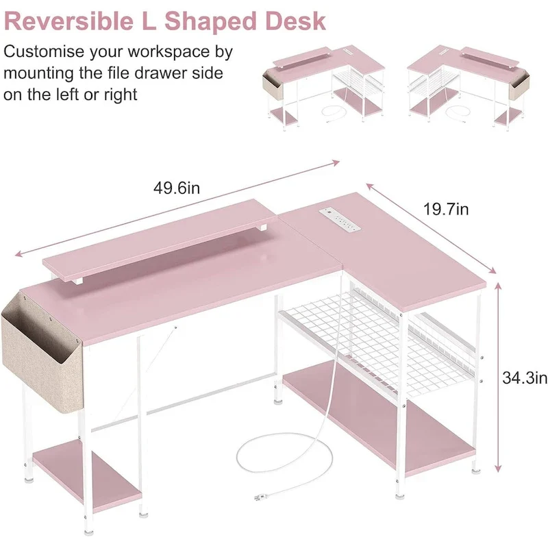 Small Gaming Desk with Power Outlets