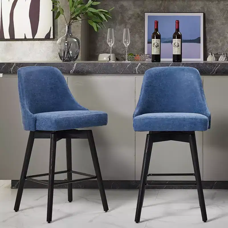 26 Counter Height Barstools,Mid Century Bar Chairs with Back & Wood Legs for Dining Room Kitchen Island