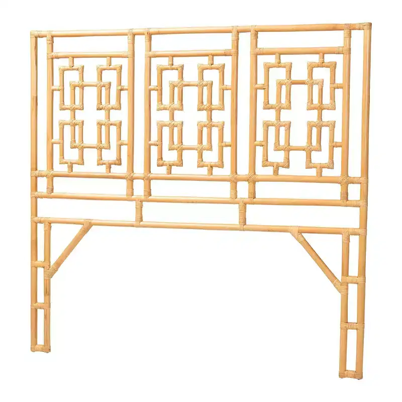 Queen Size Rattan Standalone Headboard Light Honey