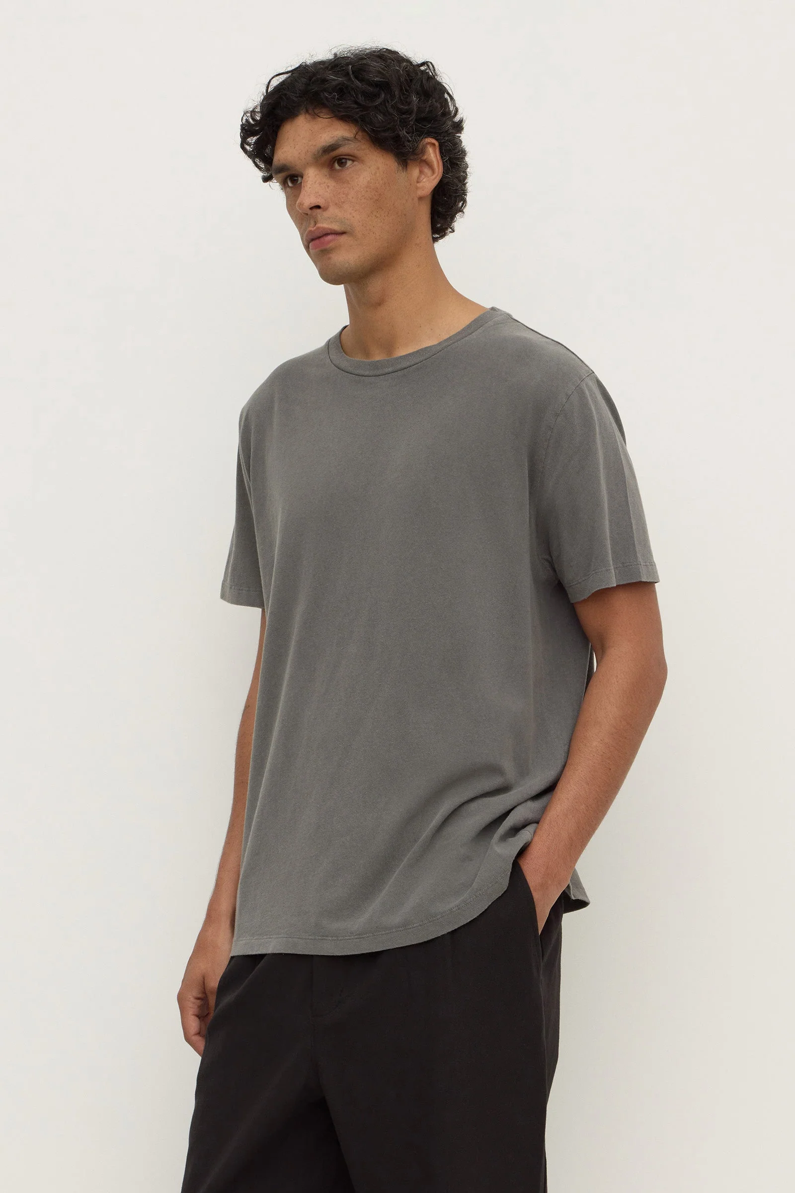 Washed Charcoal Pigment Dyed Cotton Tee