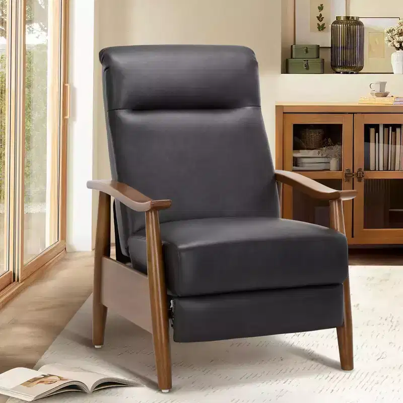 Ora Maison Push Back Recliner Chair  Adjustable Leather Armchair with Footrest for Living Room and Bedroom