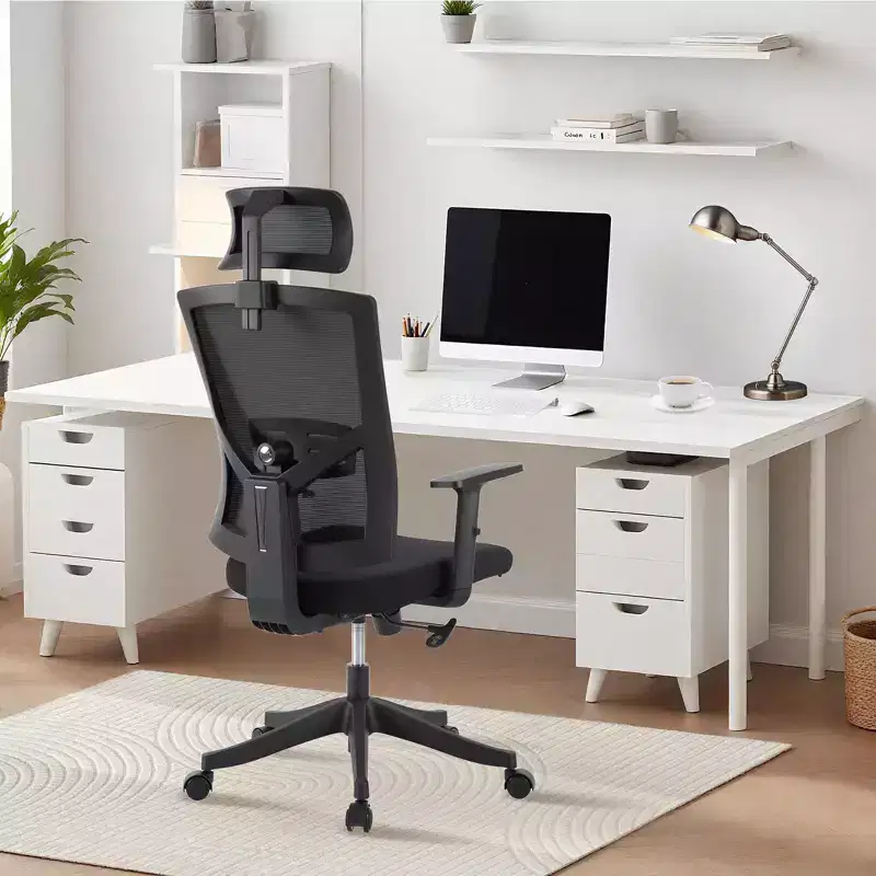Black Ergonomic Mesh Office Chair with Adjustable Lumbar Support for Home and Office