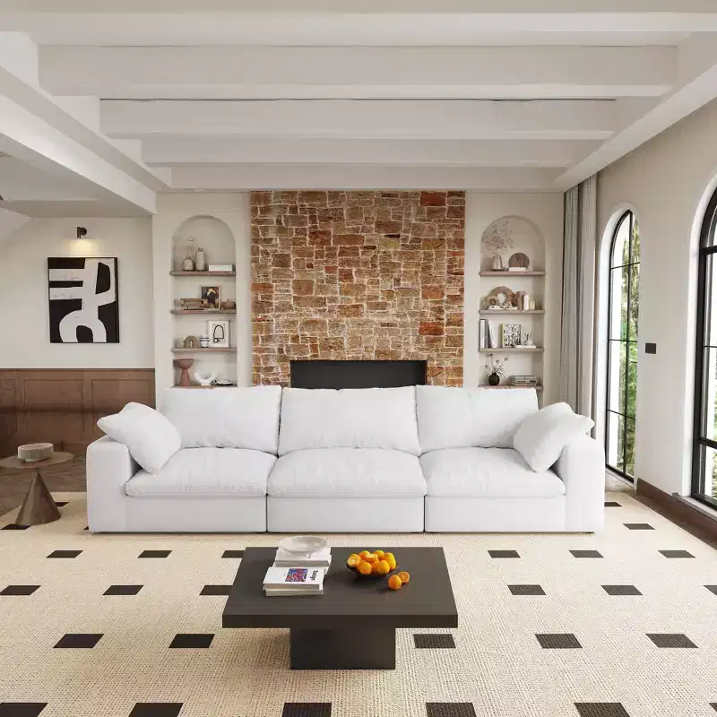 Oversized Cloud Modular Sectional Sofa,120 Down Filled Comfort 3Seater Sofa Couch for Living Room,Minimalist Wide Deep Seat Couches