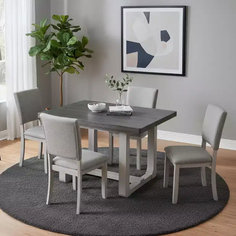 GDFStudio Carter Transitional 5-Piece Wood Dining Table Set with Upholstered Chairs