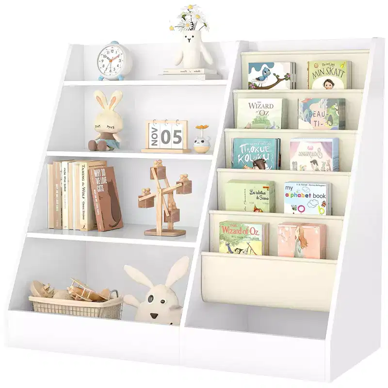 4-Tier Kids Bookshelf & Toy Storage Organizer for Playroom & Bedroom